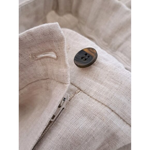 Talbots Linen Blend Cropped Pants Size 4P Beige Neutral Pull On Stretch - Picture 14 of 16